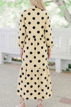 Load image into Gallery viewer, Apricot Polka Dot Button Front Long Sleeve Shift Dress