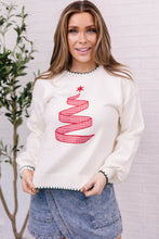 Load image into Gallery viewer, Beige Stitched Detail Christmas Tree Holiday Casual Sweater
