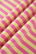 Load image into Gallery viewer, Pink Stripe Colorblock Trim Crew Neck Loose Tee Drawstring Elastic Waist 2pcs Pant Set