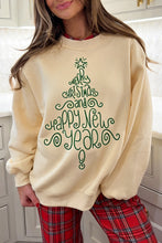 Load image into Gallery viewer, Apricot Merry Christmas and Happy New Year Embroidered Holiday Slogan Sweatshirt