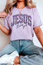 Load image into Gallery viewer, Orchid Petal Christian Floral Letter Graphic Round Neck T Shirt