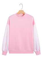 Load image into Gallery viewer, Pink Plaid Sleeve Colorblock Loose Tunic Sweatshirt