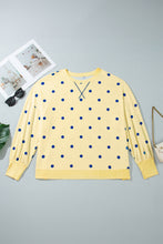 Load image into Gallery viewer, Beige Round Neck Long Sleeve Polka Dot Plus Size Top