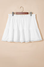 Load image into Gallery viewer, Navy Blue Plus Size Frilled Elastic Waist Lace Trim Boho Ruffled Shorts