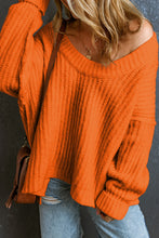 Load image into Gallery viewer, Orange Ribbed Knit Round Neck Slouchy Chunky Sweater
