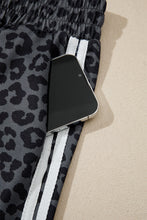 Load image into Gallery viewer, Pink Leopard Print Varsity Striped Detail 3/4 Sleeve Top Shift Pant Set