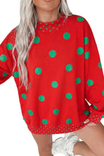 Load image into Gallery viewer, Pink Polka Dot Print Contrast Detail Oversized Tunic Sweatshirt