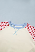 Load image into Gallery viewer, Beige Plaid Sleeve Colorblock Raglan Pullover Sweatshirt