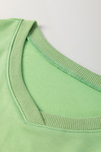 Load image into Gallery viewer, Meadow Mist Green Plus Size V Neck Drop Shoulder Tee Loose Shorts 2pcs Outfit