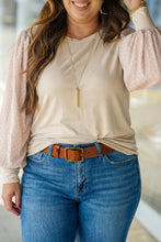 Load image into Gallery viewer, Parchment Polka Dot Long Sleeve Round Neck Plus Size Blouse