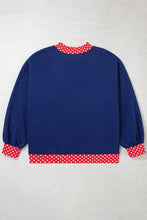 Load image into Gallery viewer, Orange Polka Dot Patchwork Round Neck Plus Size Sweatshirt