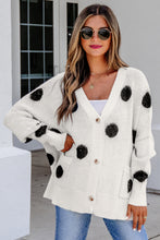 Load image into Gallery viewer, Red Polka Dot Button Front Oversized V Neck Cardigan