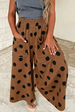 Load image into Gallery viewer, Brown Polka Dot Wide Leg Elastic Waist Casual Pants