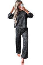 Load image into Gallery viewer, Pink Leopard Print Varsity Striped Detail 3/4 Sleeve Top Shift Pant Set