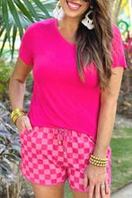 Load image into Gallery viewer, Black Checkered Drawstring Elastic Waist Casual Shorts