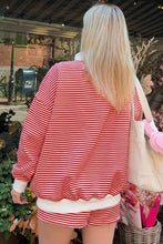 Load image into Gallery viewer, Red Stripe Oversize Mock Neck Sweatshirt and Shorts Set
