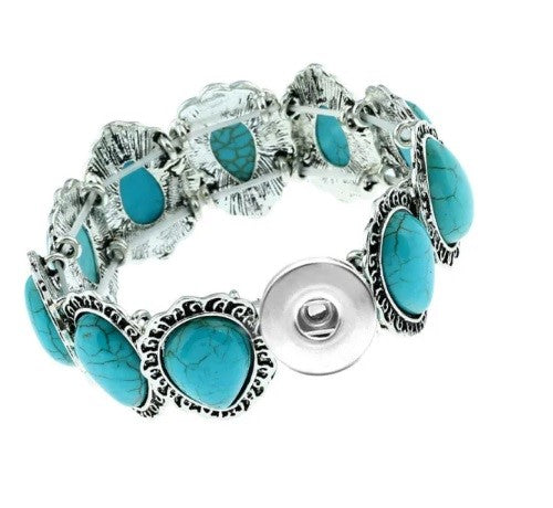 18 or 20 MM Peach Heart Turquoise Snap Bracelet