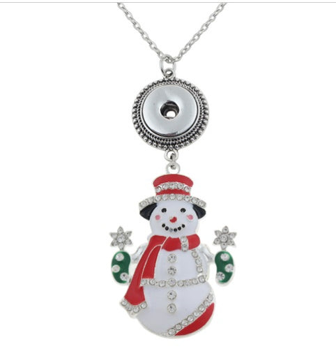 18 or 20 MM Christmas Rhinestone Snap Necklace