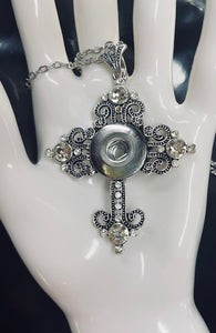 18 or 20 MM Silver Tone Cross/Clear Rhinestones (18 Inches Long)