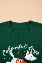 Load image into Gallery viewer, Blackish Green Abstract Dog Embroidery Christmas Fashion Round Neck Sweater