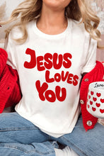 Load image into Gallery viewer, White JESUS LOVES YOU Graphic Tee