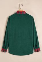Load image into Gallery viewer, Blackish Green Plaid Pocket Button Long Sleeve Shift Shacket