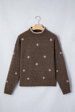 Load image into Gallery viewer, Chicory Coffee Floral Print High Neck Long Sleeve Sweater