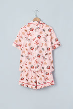 Load image into Gallery viewer, Pink Abstract Christmas Print Short Sleeve Two Piece Lounge Set