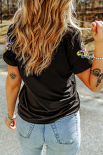 Load image into Gallery viewer, Black Maid Gras Sequin Fleur de Lis Graphic T Shirt
