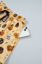 Load image into Gallery viewer, Orange Long Sleeve Ruffle Pumpkin Face Print Two Piece Lounge Set