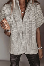 Load image into Gallery viewer, Jet Stream Solid Color Short Sleeve Zipper Knit High Neck Sweater