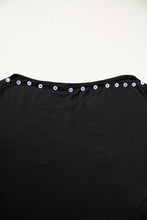 Load image into Gallery viewer, Black 3/4 Sleeve Button Detail Off Shoulder Top