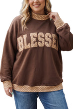 Load image into Gallery viewer, Parchment Plus Size Leopard Trim Mock Neck FAITH Graphic Sweatshirt