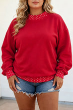 Load image into Gallery viewer, Orange Polka Dot Patchwork Round Neck Plus Size Sweatshirt