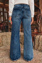 Load image into Gallery viewer, Sail Blue Acid Wash Pocket Detail Flare Jeans