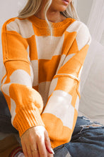 Load image into Gallery viewer, Black Checkered Bishop Sleeve Sweater