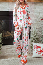 Load image into Gallery viewer, White Striped Holiday Long Sleeve Two Piece Shift Home Wear Lounge Set