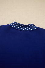 Load image into Gallery viewer, Dark Blue Colorblock Polka Dot Contrast Trim Oversized Sweatshirt