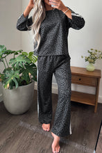 Load image into Gallery viewer, Pink Leopard Print Varsity Striped Detail 3/4 Sleeve Top Shift Pant Set