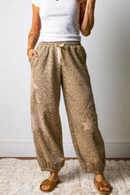 Load image into Gallery viewer, Khaki Leopard Print Star Patched Drawstring Elastic Waist Jogger Pants