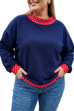 Load image into Gallery viewer, Orange Polka Dot Patchwork Round Neck Plus Size Sweatshirt