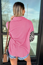 Load image into Gallery viewer, Rose Red Leopard Patched Twisted Ribbed Western Casual Shacket