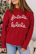 Load image into Gallery viewer, Fiery Red Falala Cable Knit Christmas Dropped Shoulder Pullover Sweater