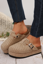 Load image into Gallery viewer, Parchment Rivet Buckle Closed Toe Platform Slippers