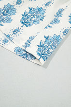 Load image into Gallery viewer, Sky Blue Floral Print Lace Patchwork Detail Wide Leg Pants
