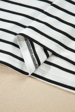 Load image into Gallery viewer, Gray Stripe V Neck Ruffle Contrast Sleeve Top Drawstring Pants 2pcs Set