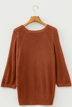 Load image into Gallery viewer, Coffee Ribbed Knit Round Neck Short Sleeve Sweater