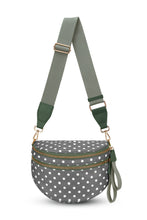 Load image into Gallery viewer, Blackish Green Retro Polka Dot Print Double Zip Crossbody Bag