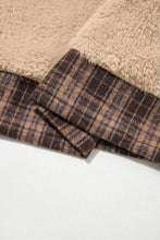 Load image into Gallery viewer, Light French Beige Plaid Collar Button Front Fleece Pullover Sweatshirt