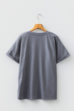 Load image into Gallery viewer, Gray Flag Pattern Sunflower Graphic Crew Neck Tee